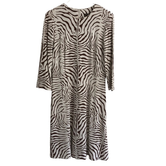 J McLaughlin Brown Cream Zebra Print Dress Medium - Picture 3 of 11